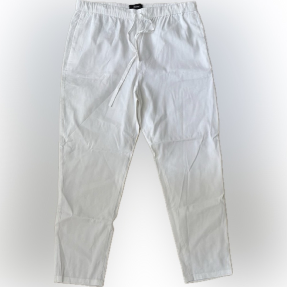 Theory White Lined with Relaxed Fit and Elastic Waistband treeca pant.